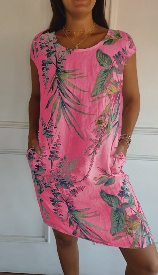 Women's Round Neck All-Day Comfort Midi Dress — close-up