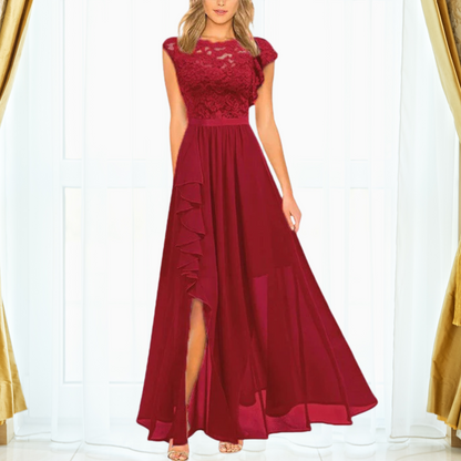 Women's Lace Chiffon Evening Maxi Dress — side view
