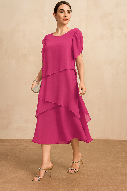 Women's Chiffon Elegant Evening Midi Dress — front view