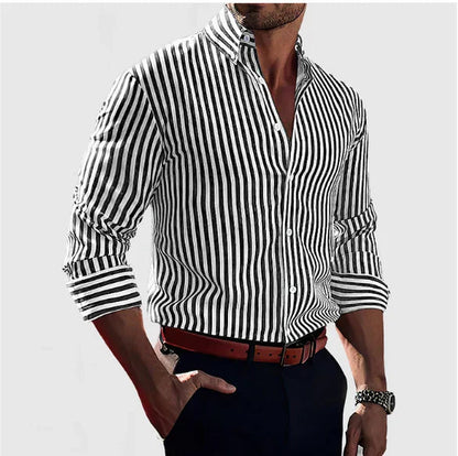 Men's Slim Fit Striped Button-Up Shirt — product view