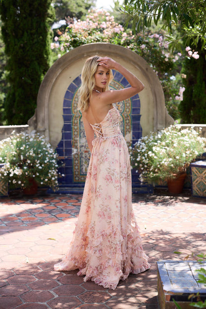 Women's Halter Evening Maxi Dress — front view