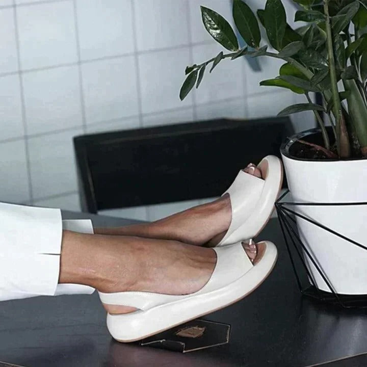 Women's Peep-Toe Slingback Flat Sandals — detail view