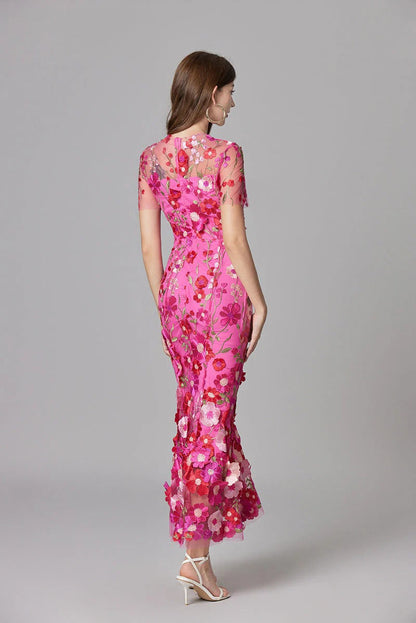 Women's Floral Appliqué Summer Gala Maxi Dress — product view