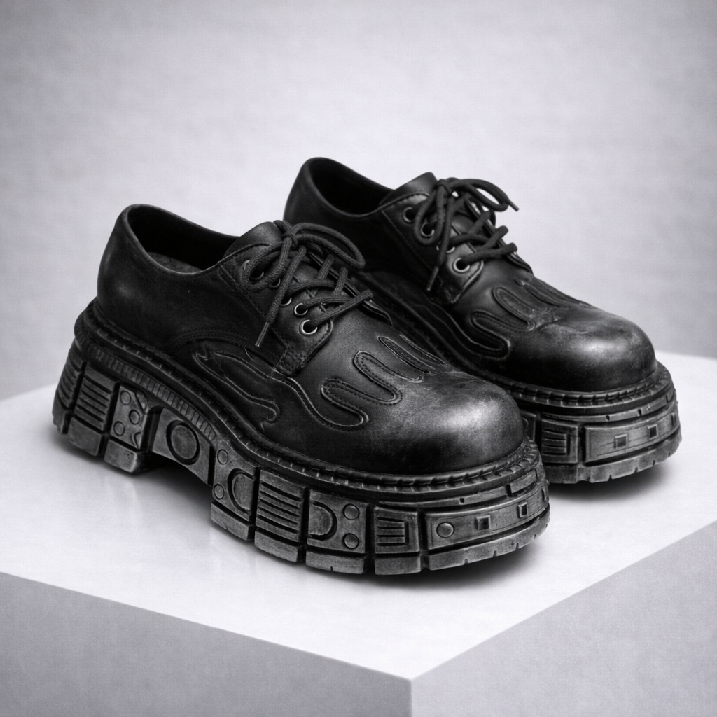 Men's Leather Platform Boots — side view