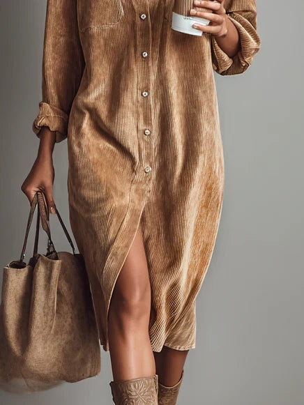 Women's Flared Hem Polished Evening Midi Dress — close-up