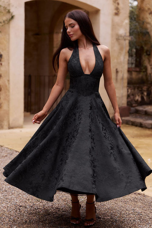 Women's Jacquard Formal Evening Maxi Dress — side view