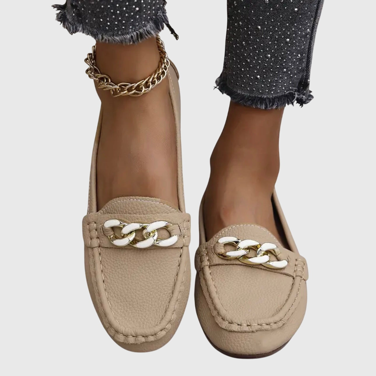 Women's Slip-On Loafers with Chain Detail — detail view