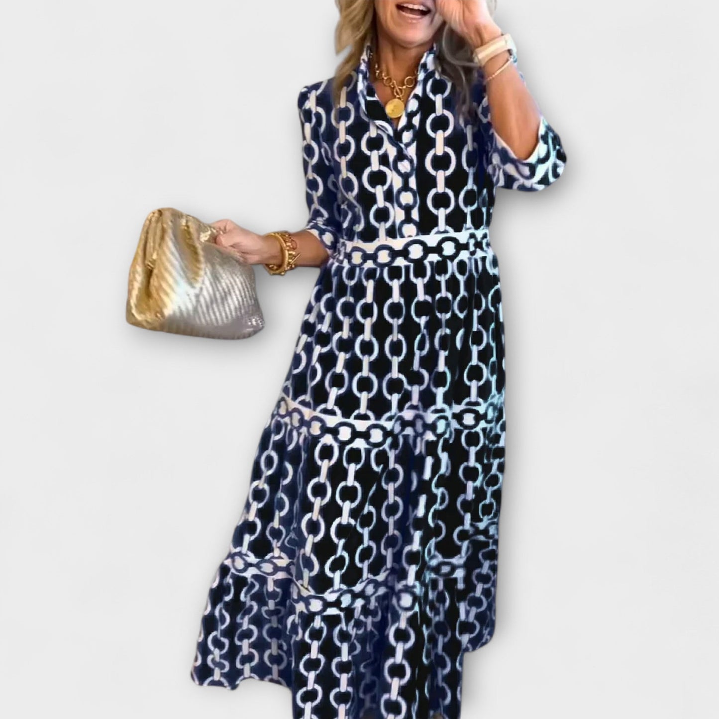 Women's Chain Pattern Day-to-Dinner Midi Dress — product view