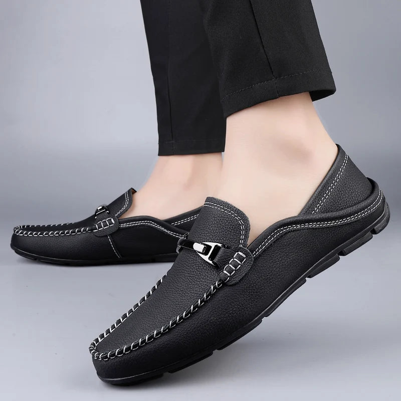 Men's Leather Slip-On Loafers — front view