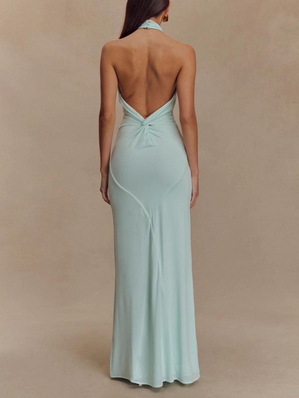Women's Halter Evening Maxi Dress — front view