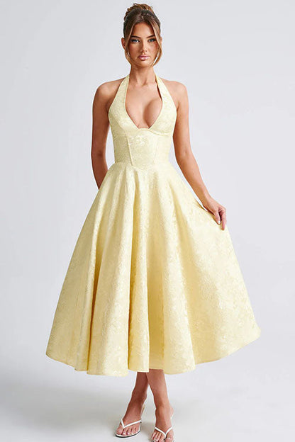 Women's Jacquard Formal Evening Maxi Dress — product view