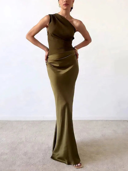 Women's One-Shoulder Party Maxi Dress — product view