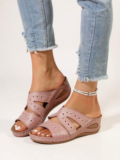 Women's Cushioned Slip-On Flat Sandals — detail view