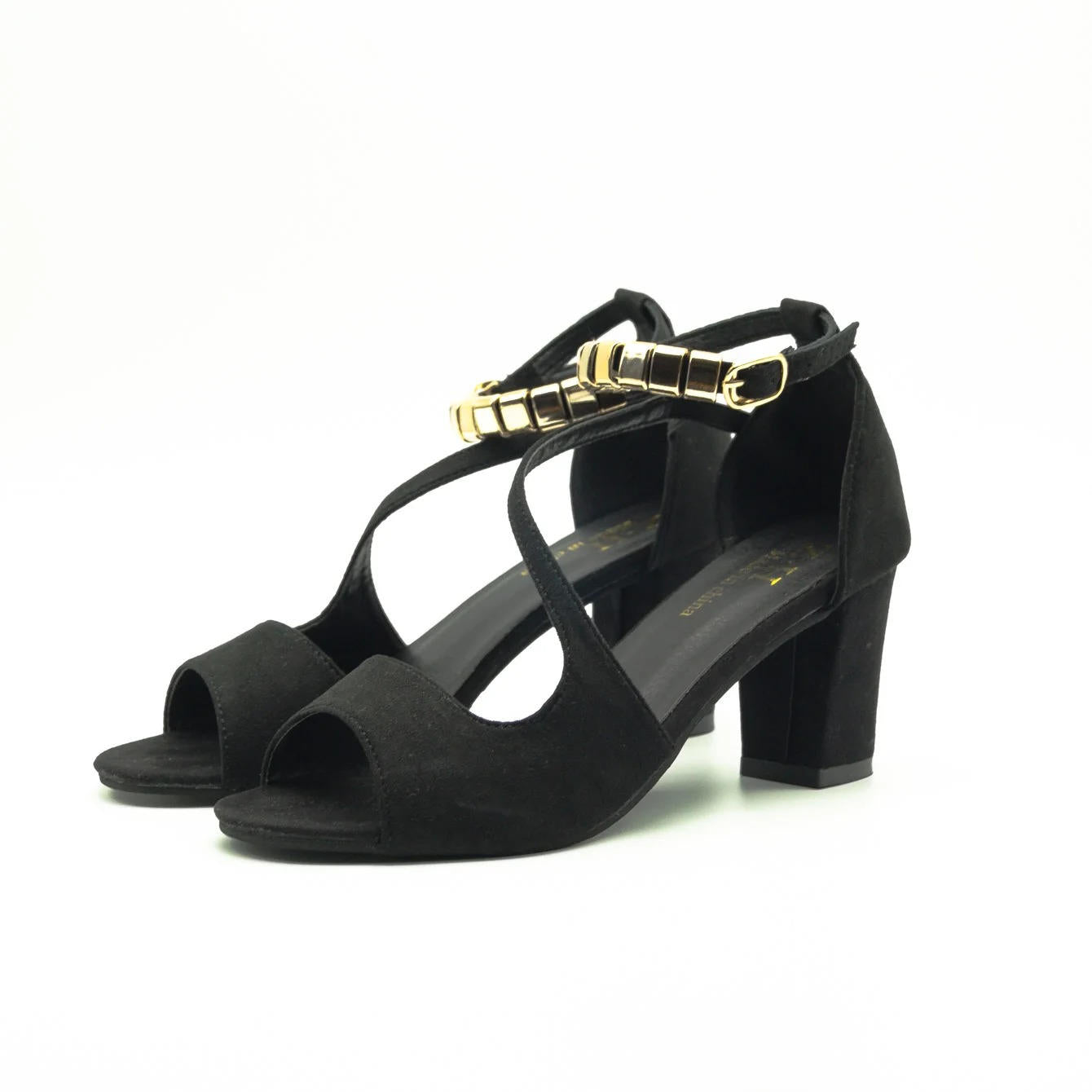 Women's Peep-Toe Block Heel Sandals with Ankle Strap — detail view