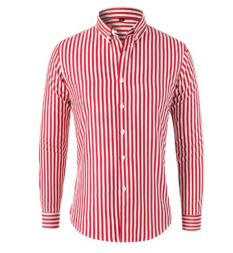 Men's Slim Fit Striped Button-Up Shirt — front view