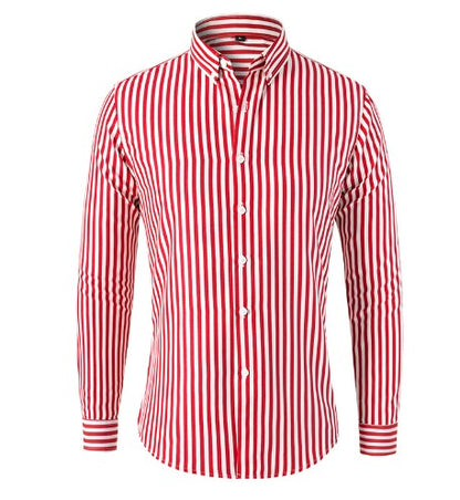 Men's Slim Fit Striped Button-Up Shirt — front view