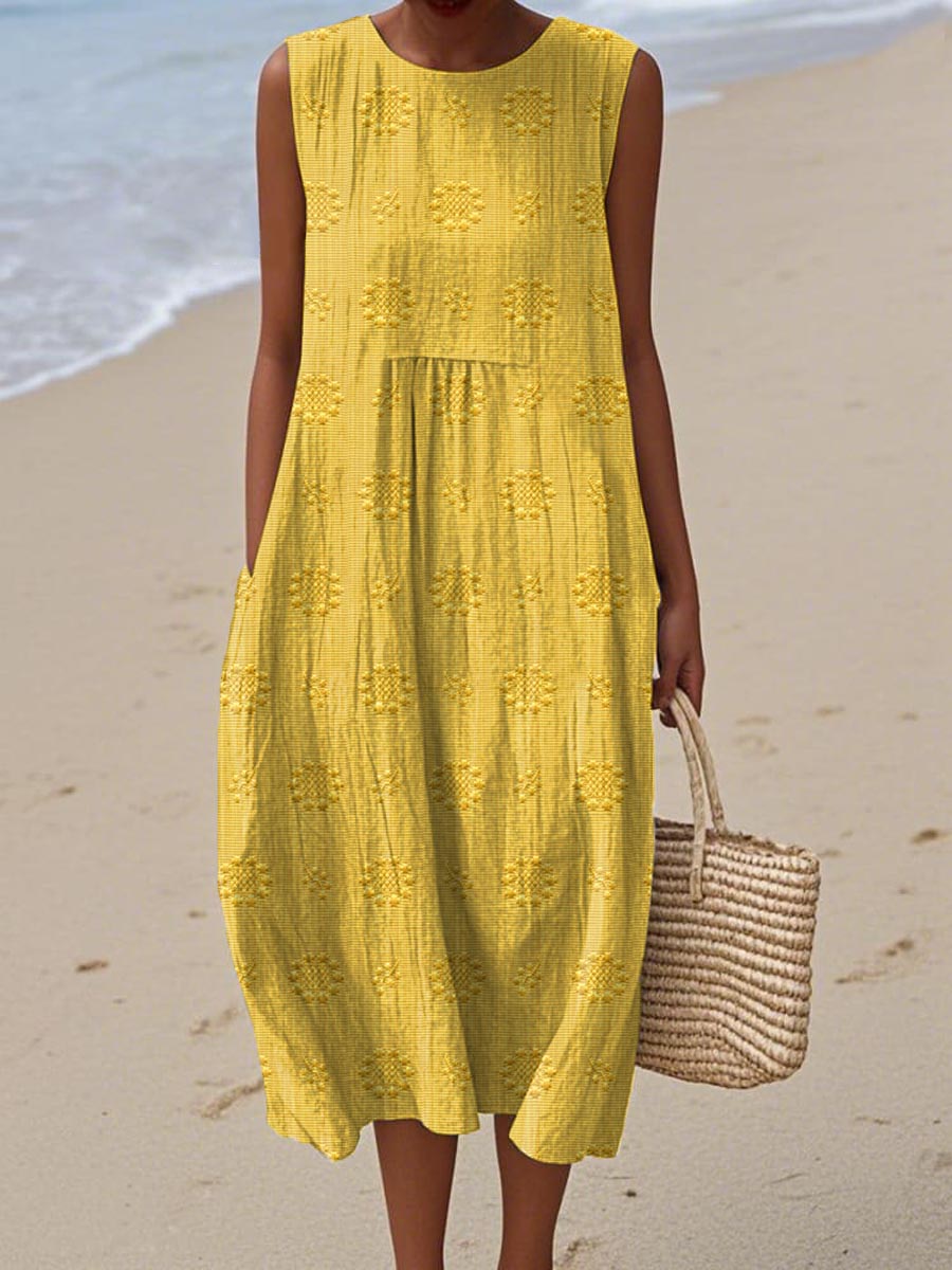 Women's Sleeveless Casual Summer Midi Dress — detail view