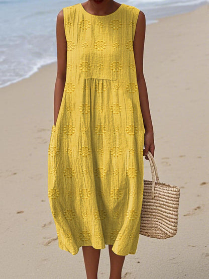 Women's Sleeveless Casual Summer Midi Dress — detail view