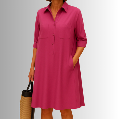 Women's A-Line Button Summer Dress — side view