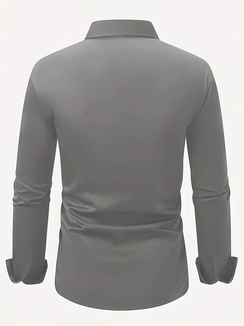 Slim-Fit Dress Shirt for Men with Long Sleeves