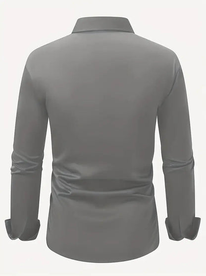 Slim-Fit Dress Shirt for Men with Long Sleeves