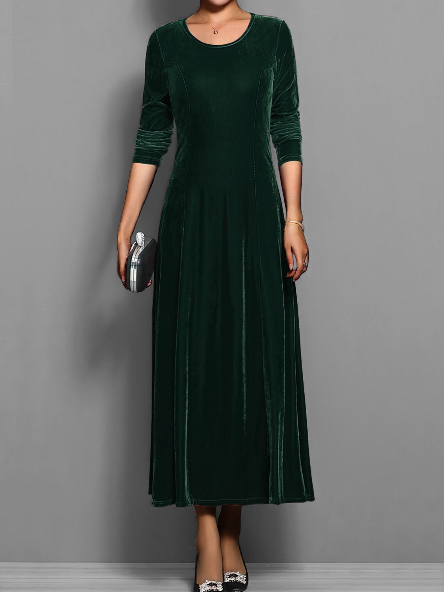 Women's Velvet Evening Midi Dress — close-up