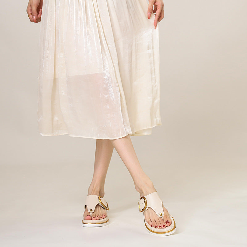Buckle Strap Thong Sandals for Women — detail view
