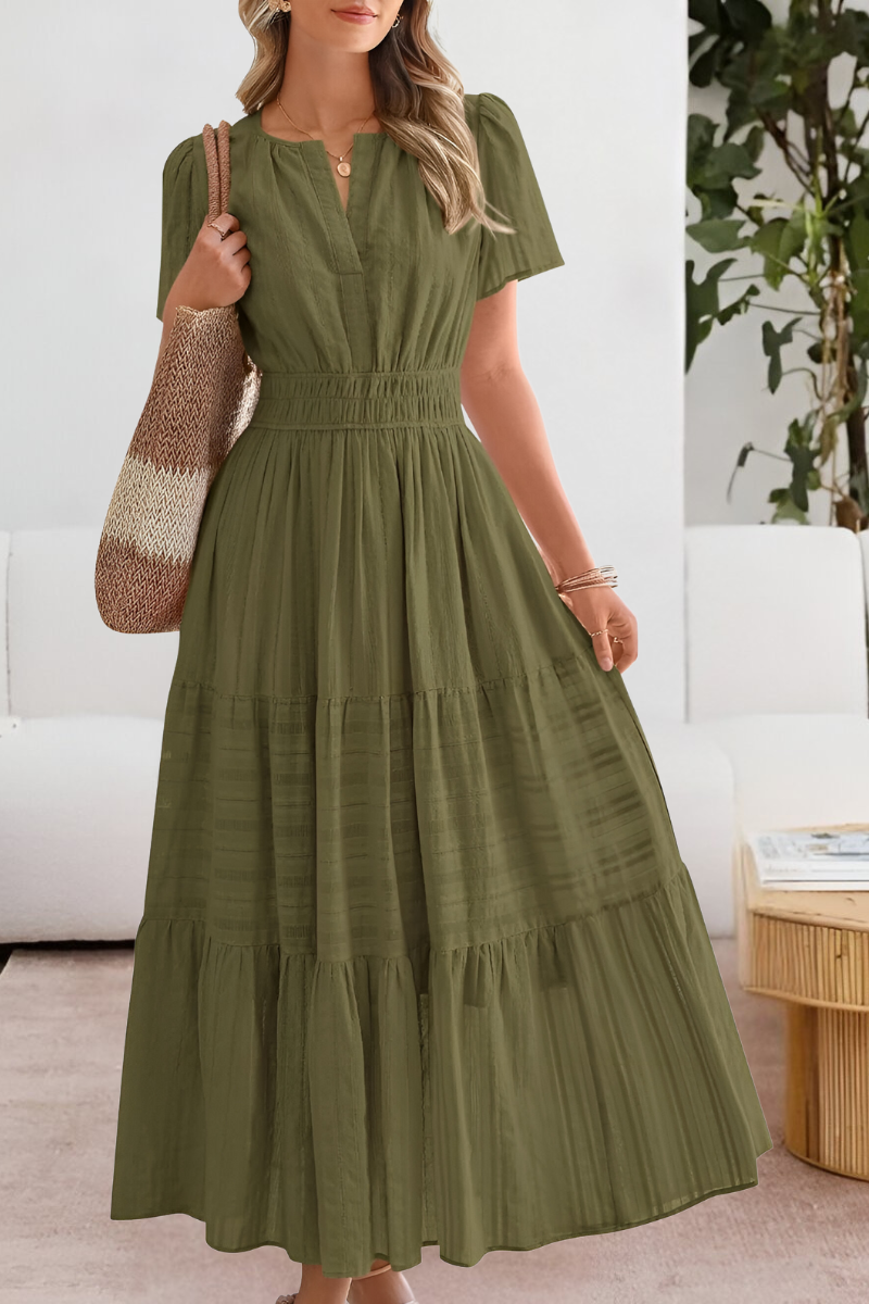 Short Sleeve Tiered Midi Dress for Women — product view