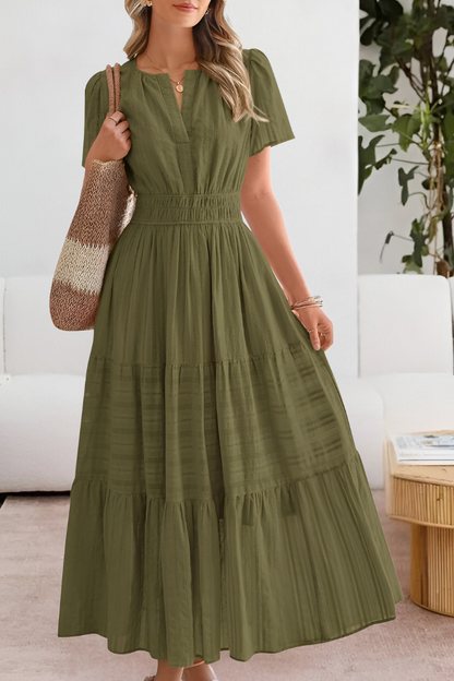Short Sleeve Tiered Midi Dress for Women — product view