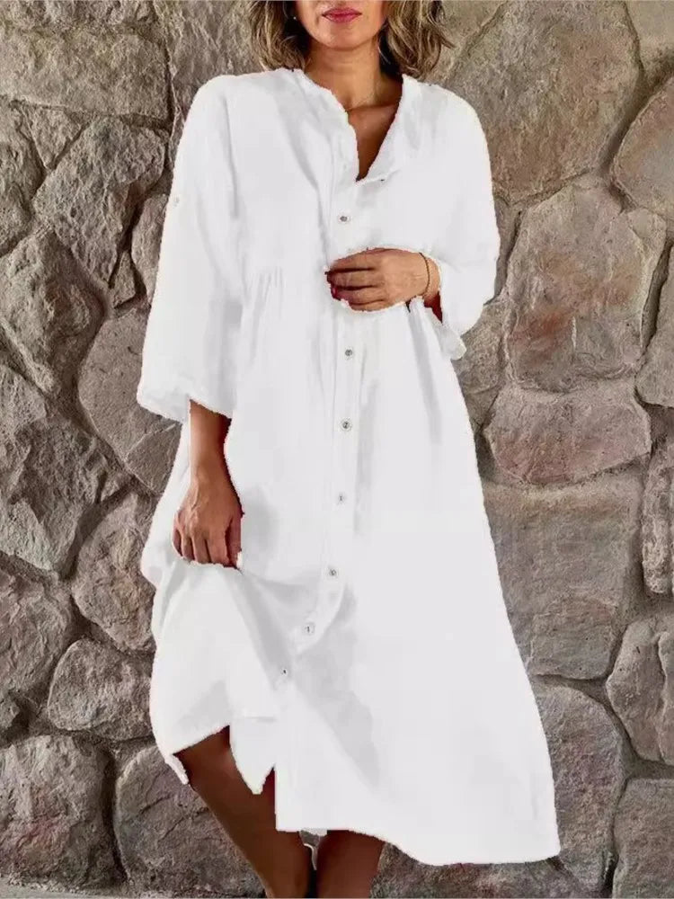 Button-Down Midi Shirt Dress for Women — detail view