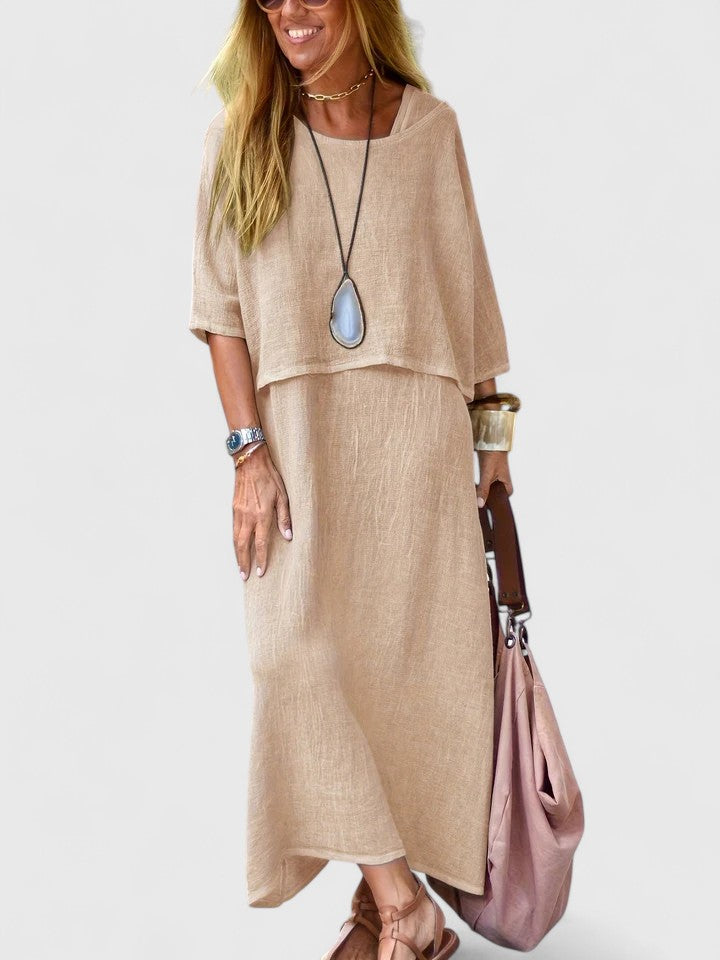 Women's Sleeveless V-Neck Maxi Dress Set — close-up