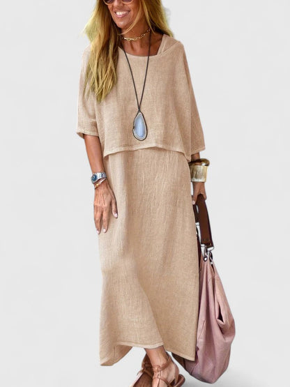 Women's Sleeveless V-Neck Maxi Dress Set — close-up