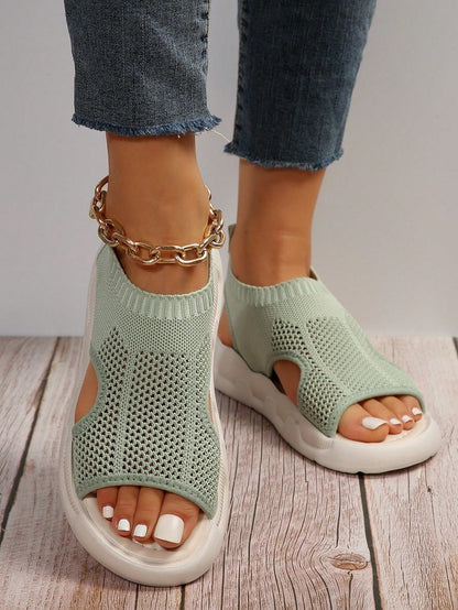 Knit Slip-On Platform Sandals for Women