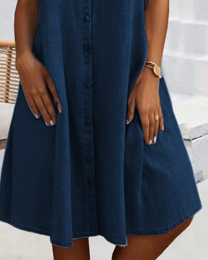 Women's Denim Shirt Midi Dress — side view