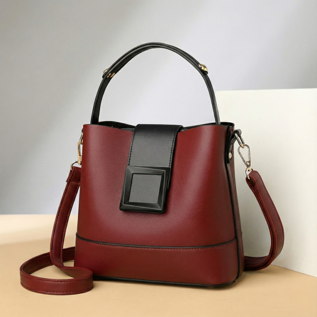 Women's Leather Handbag with Gold Hardware — product view