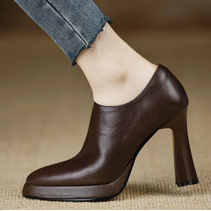 Women's High Heel Platform Block Heel Pumps Side Zip — product view