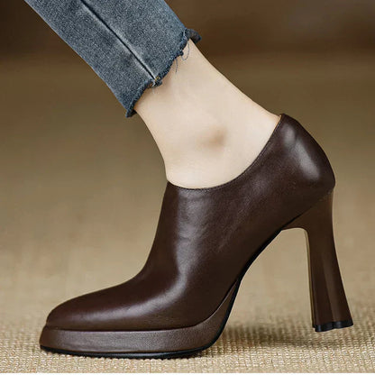 Women's High Heel Platform Block Heel Pumps Side Zip — product view