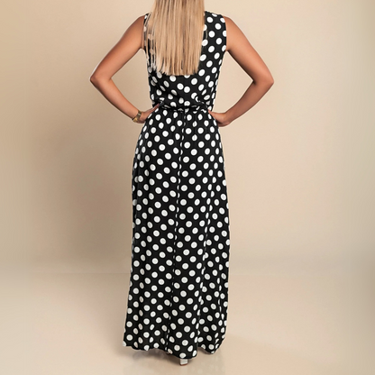 Women's Polka Dot Casual Vacation Maxi Dress — close-up