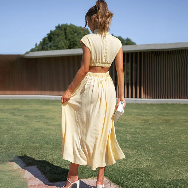 Women's Halter Neck Summer Midi Dress — detail view