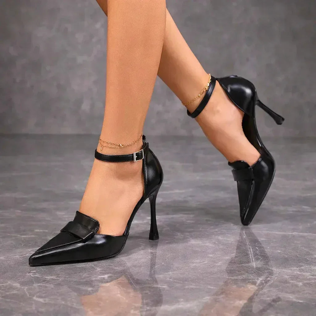 Women's Pointed Toe Ankle Strap Heels — side view