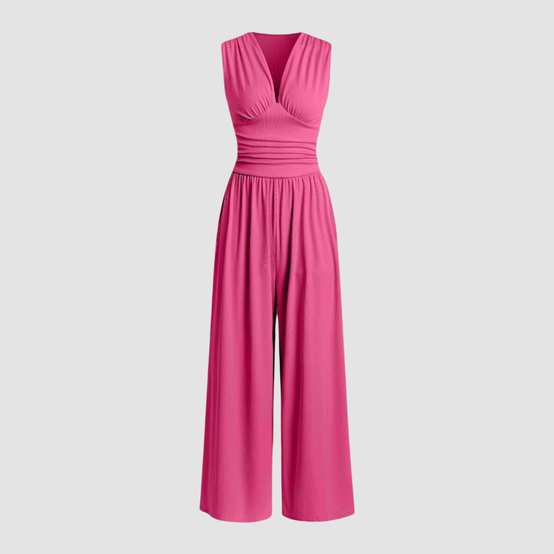 Women's Wide-Leg Casual Day Wear Jumpsuit — front view