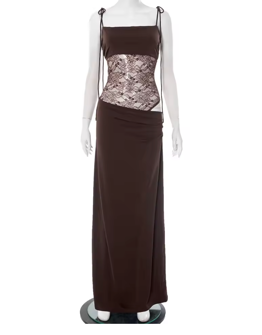 Women's Lace Formal Evening Maxi Dress — close-up
