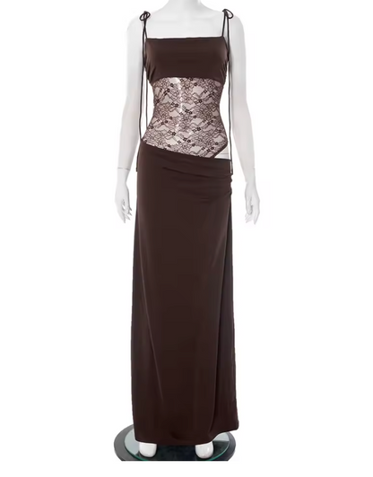 Women's Lace Formal Evening Maxi Dress — close-up