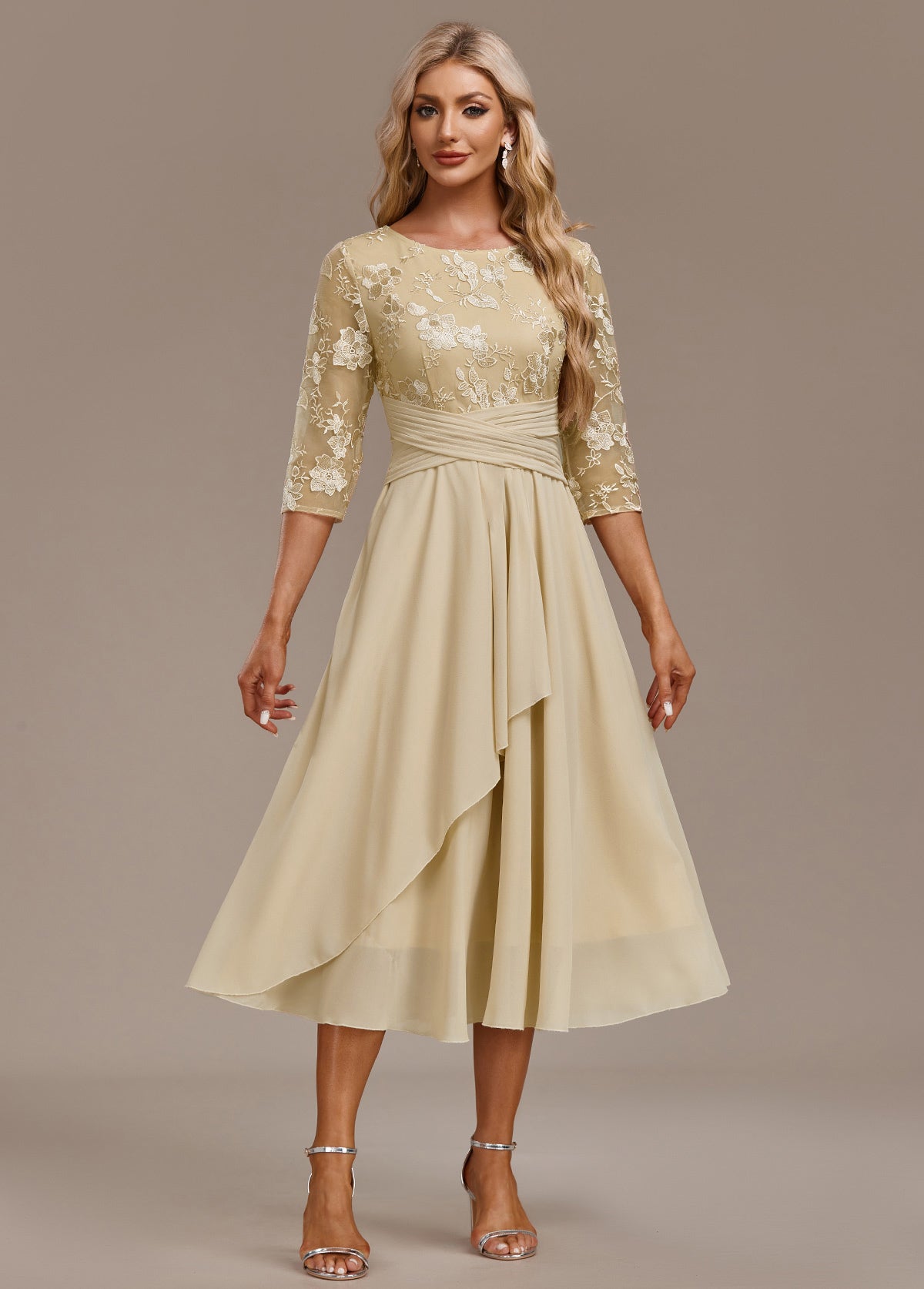 Women's Floral Embroidered Celebration Midi Dress — close-up