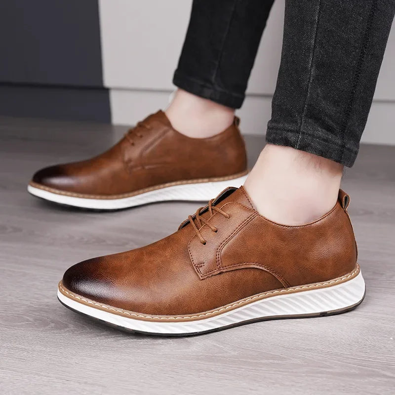 Men's Cushioned Leather Everyday Sneakers — detail view