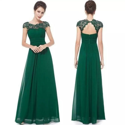 Women's Lace A-Line Wedding Guest Maxi Dress — detail view