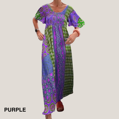 Women's Paisley Print Casual Evening Midi Dress — product view