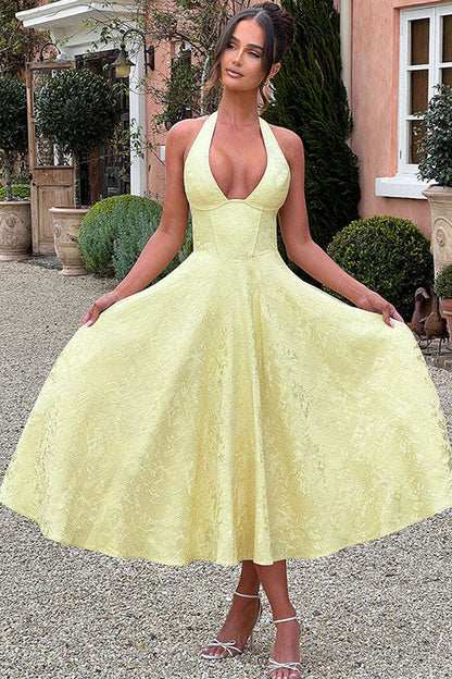 Women's Jacquard Formal Evening Maxi Dress — front view