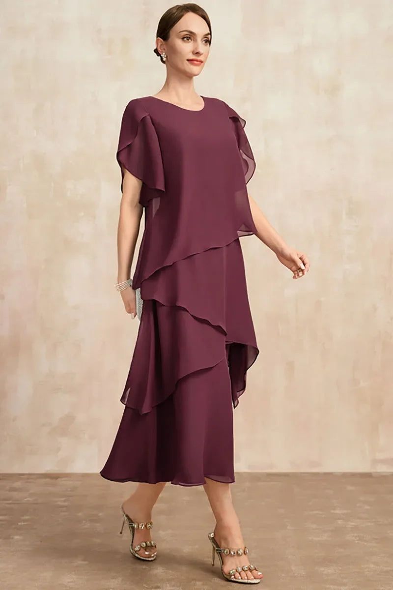 Women's Chiffon Elegant Evening Midi Dress — side view