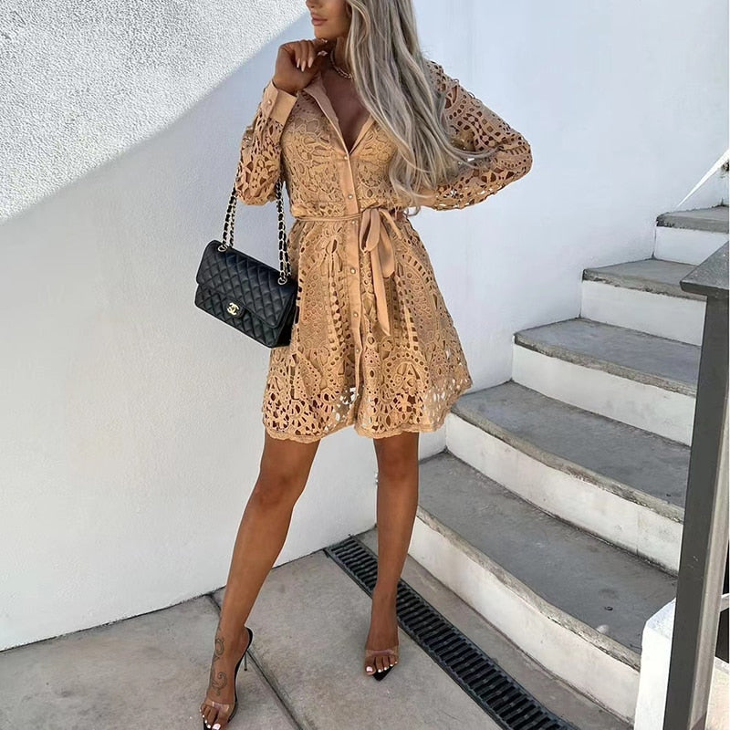 Women's Lace Summer Mini Dress — detail view